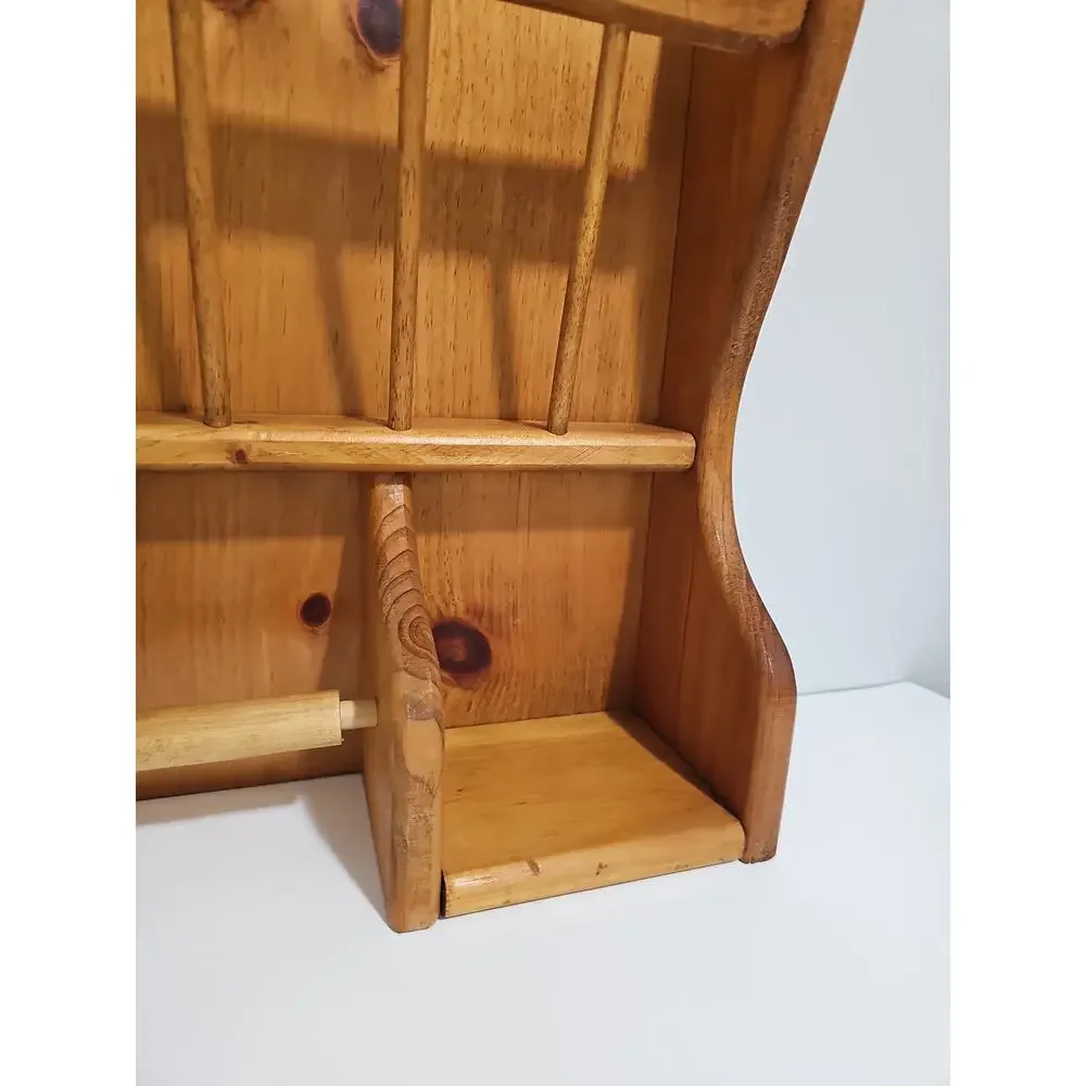 Vintage Wooden Bathroom Wall Organizer Heart Toilet Paper Holder Magazine Rack